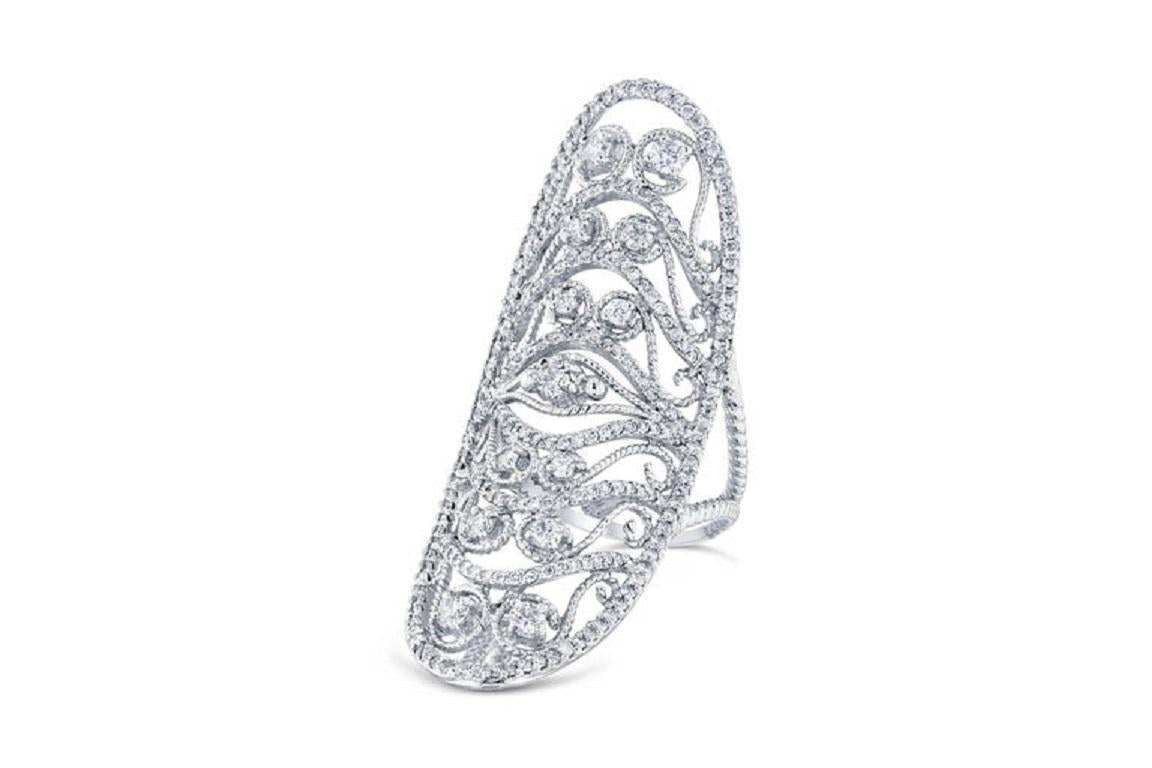 1.76 Carat Diamond 14 Karat White Gold Cocktail Ring