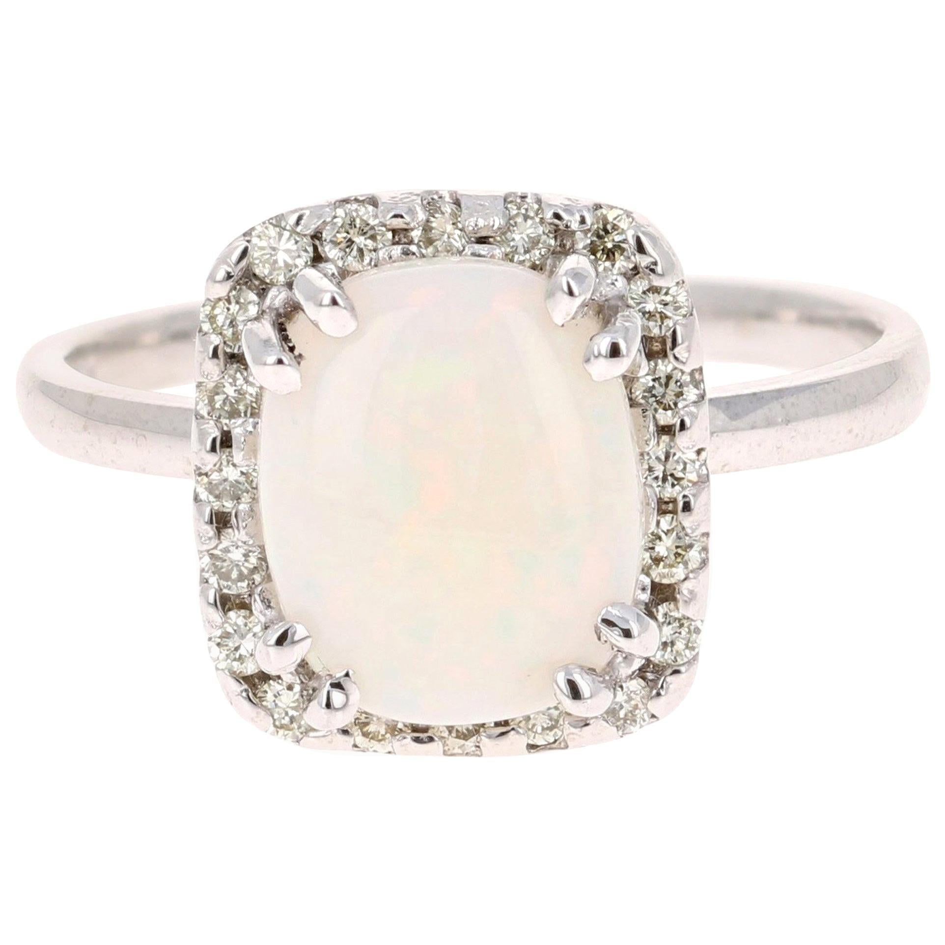 1.77 Carat Opal Diamond 14 Karat White Gold Ring