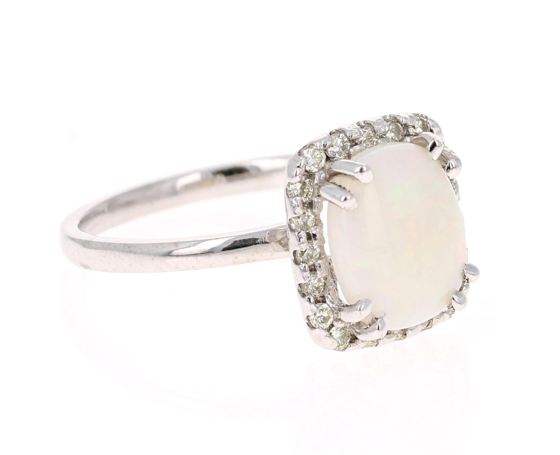 1.77 Carat Opal Diamond 14 Karat White Gold Ring