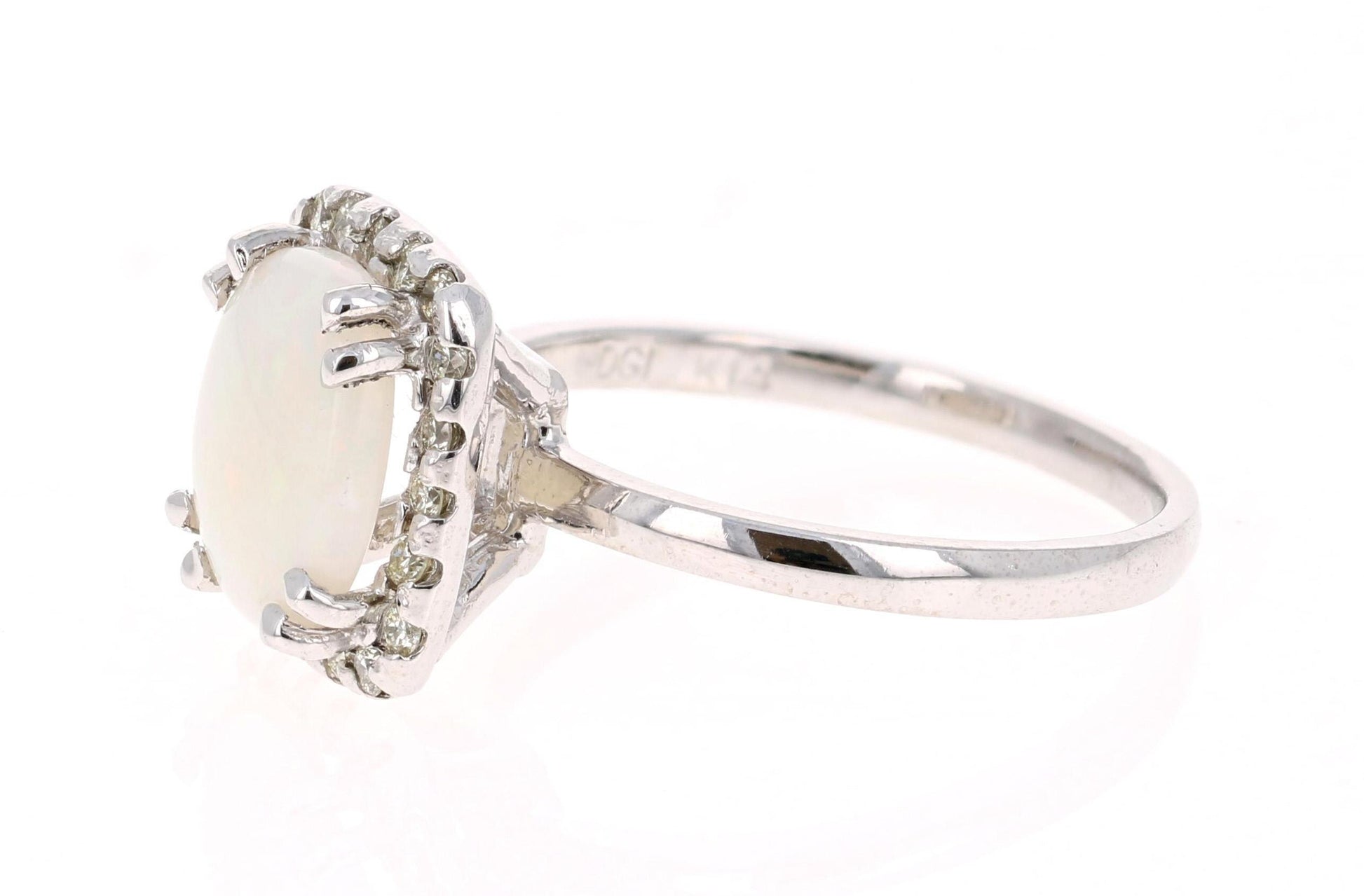 1.77 Carat Opal Diamond 14 Karat White Gold Ring