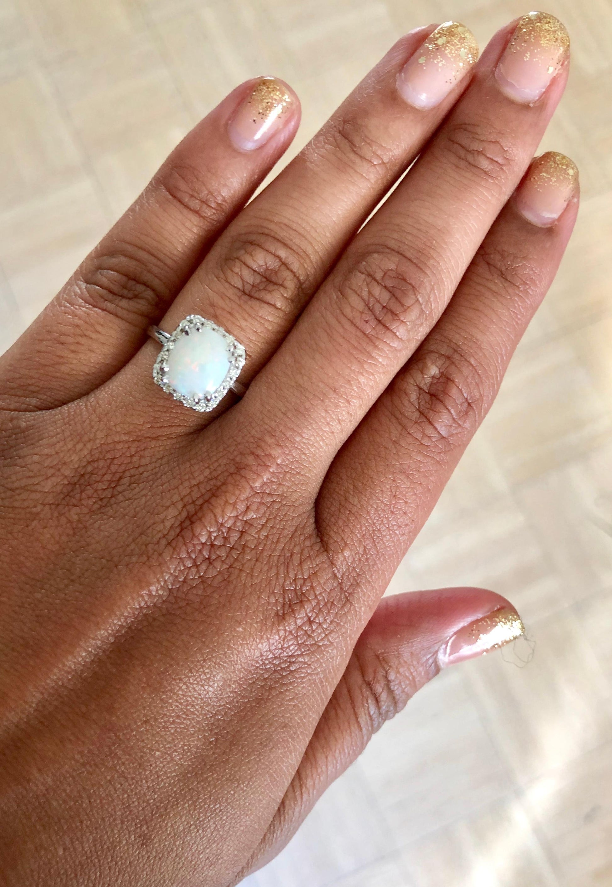 1.77 Carat Opal Diamond 14 Karat White Gold Ring