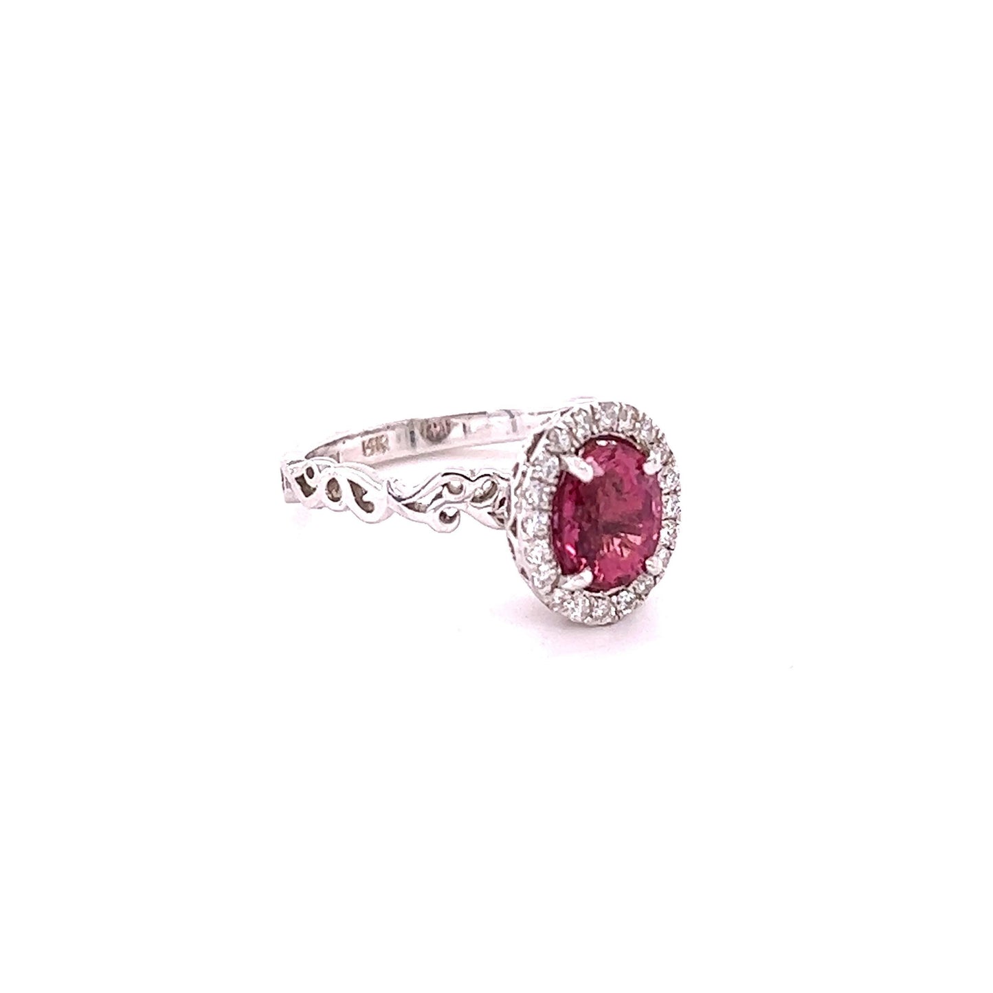 1.77 Tourmaline Diamond White Gold Engagement Ring