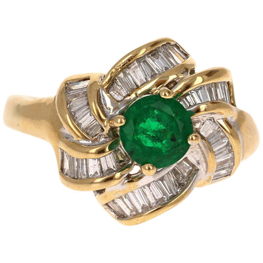 1.78 Carat Emerald Diamond 14 Karat Yellow Gold Cocktail Ring