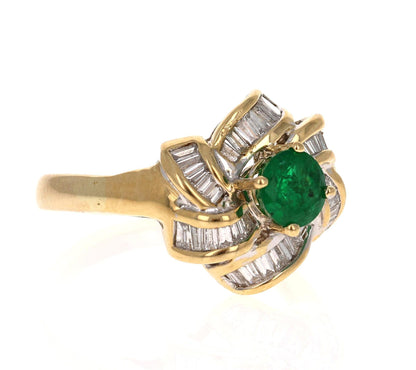 1.78 Carat Emerald Diamond 14 Karat Yellow Gold Cocktail Ring