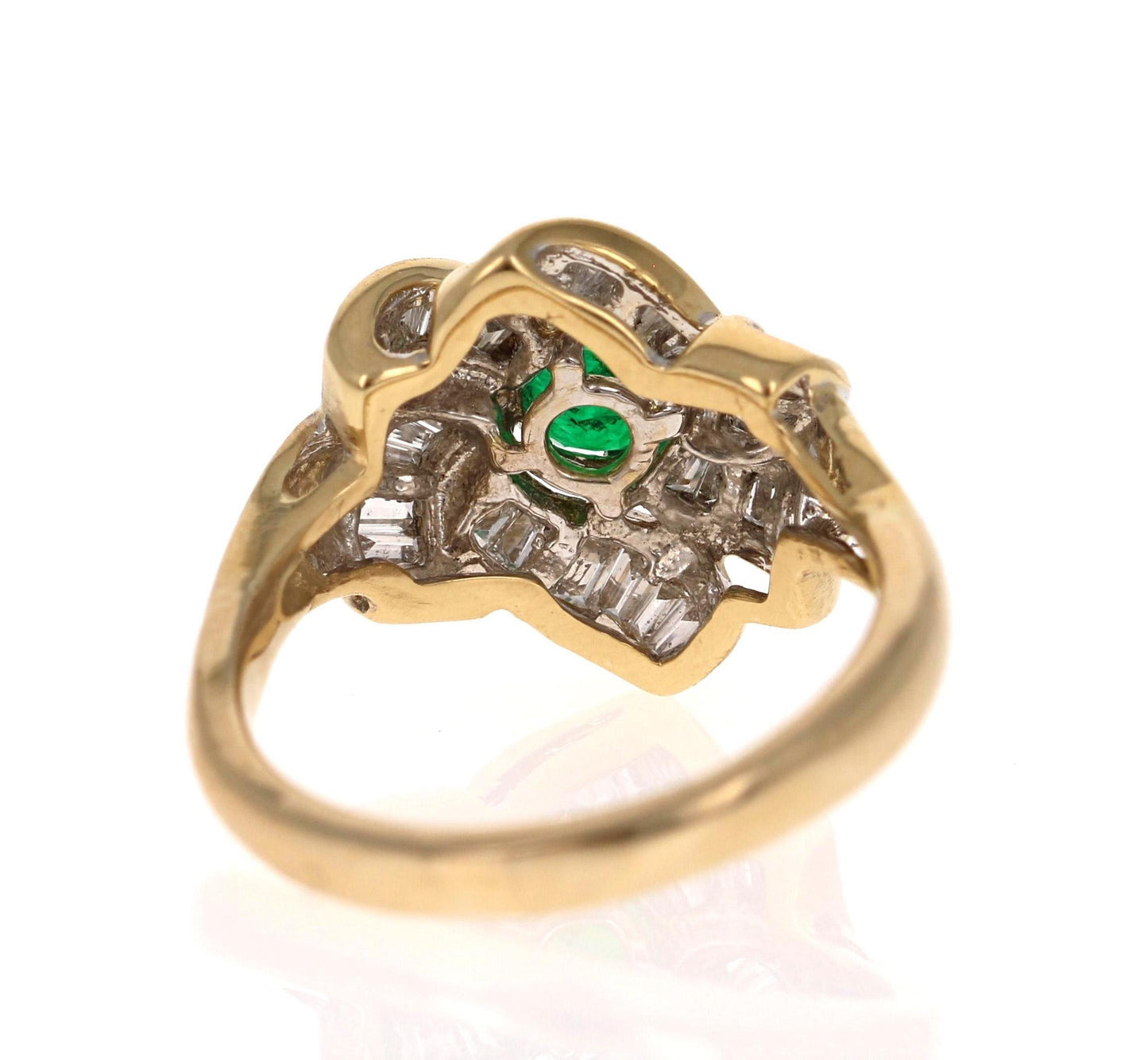 1.78 Carat Emerald Diamond 14 Karat Yellow Gold Cocktail Ring