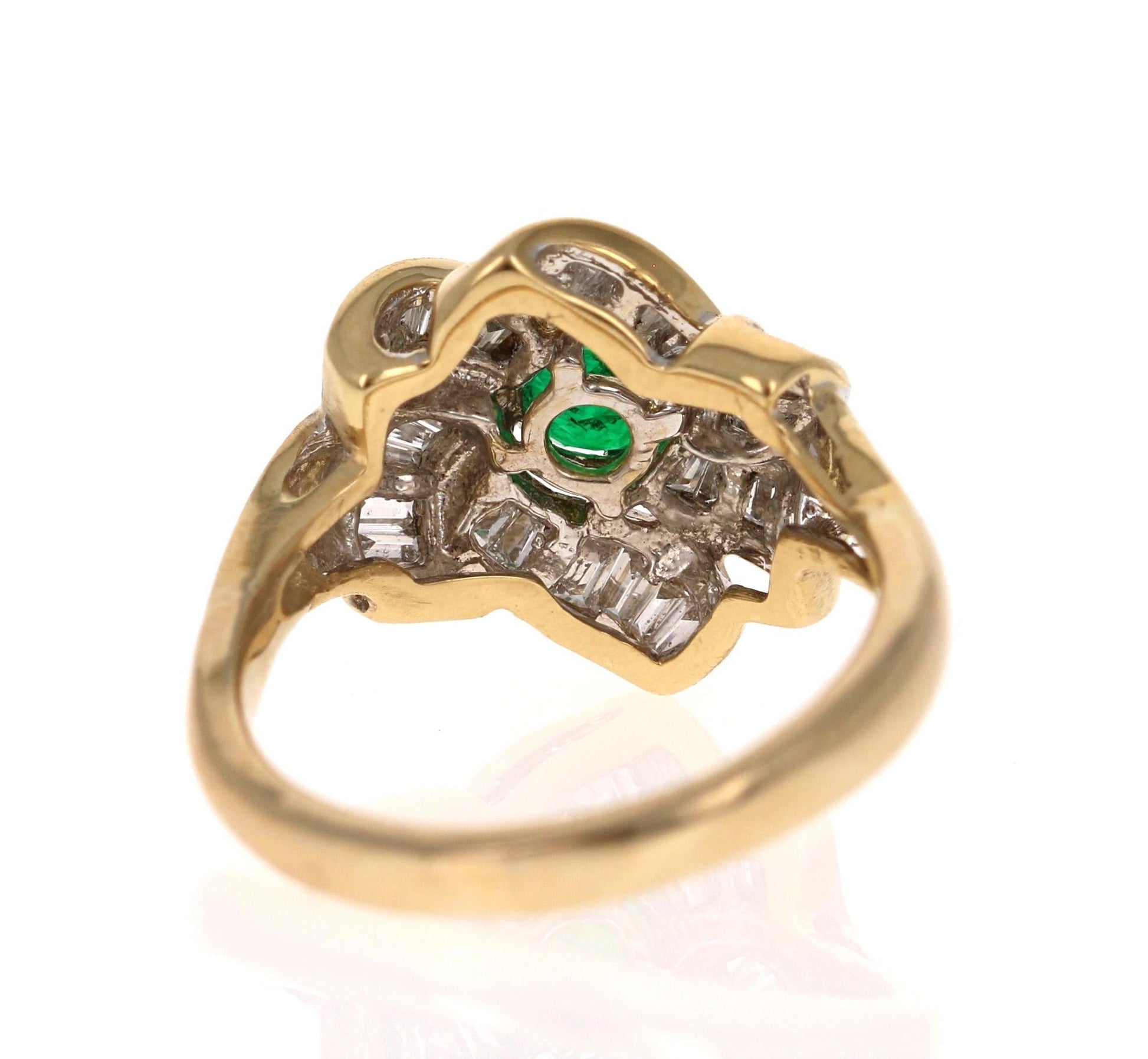 1.78 Carat Emerald Diamond 14 Karat Yellow Gold Cocktail Ring