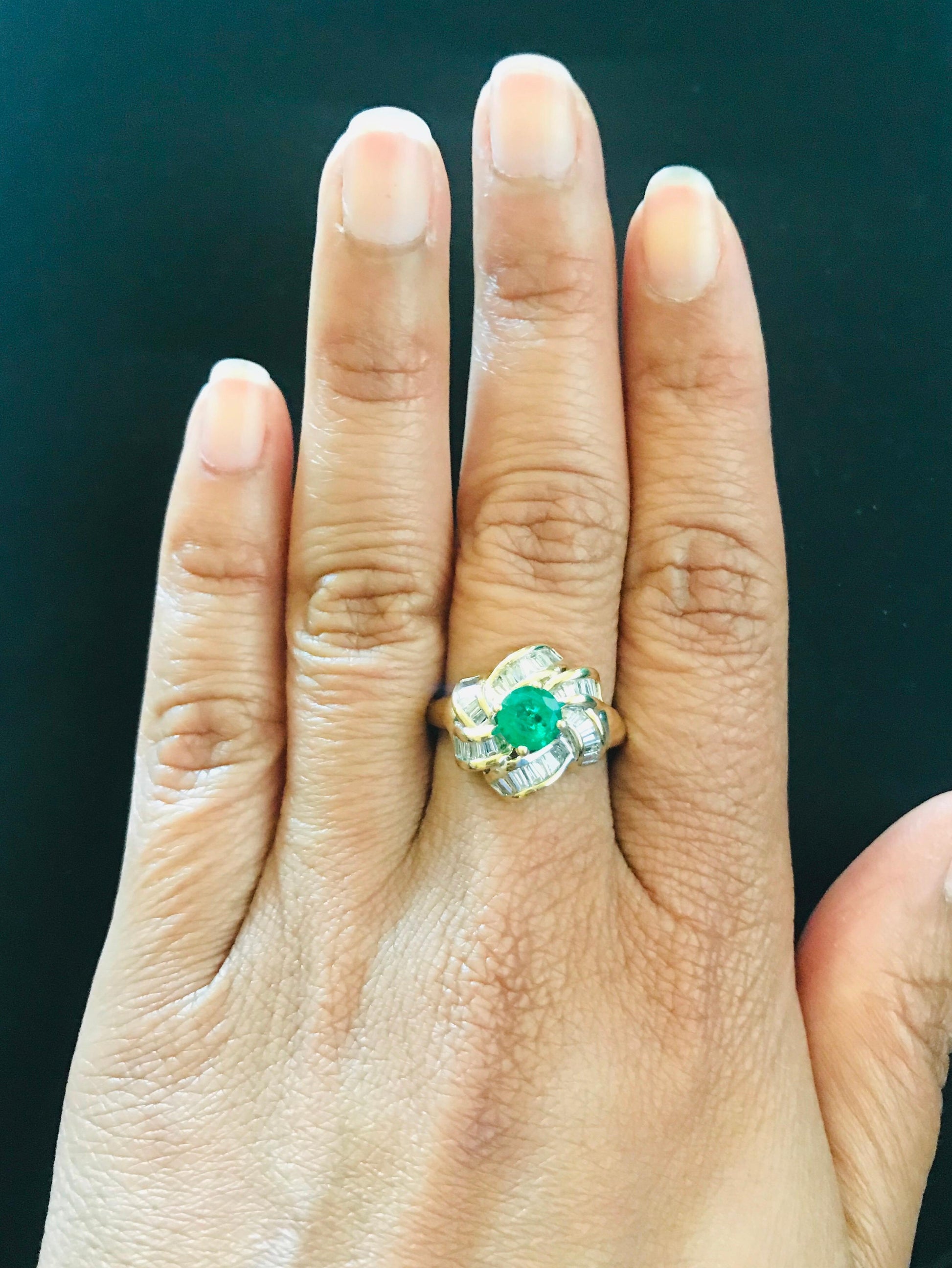 1.78 Carat Emerald Diamond 14 Karat Yellow Gold Cocktail Ring