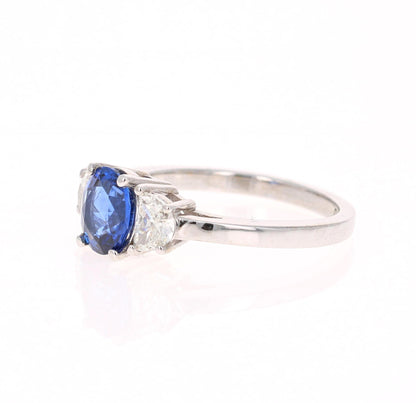1.81 Carat GIA Certified Sapphire Diamond 18 Karat White Gold Three-Stone Ring