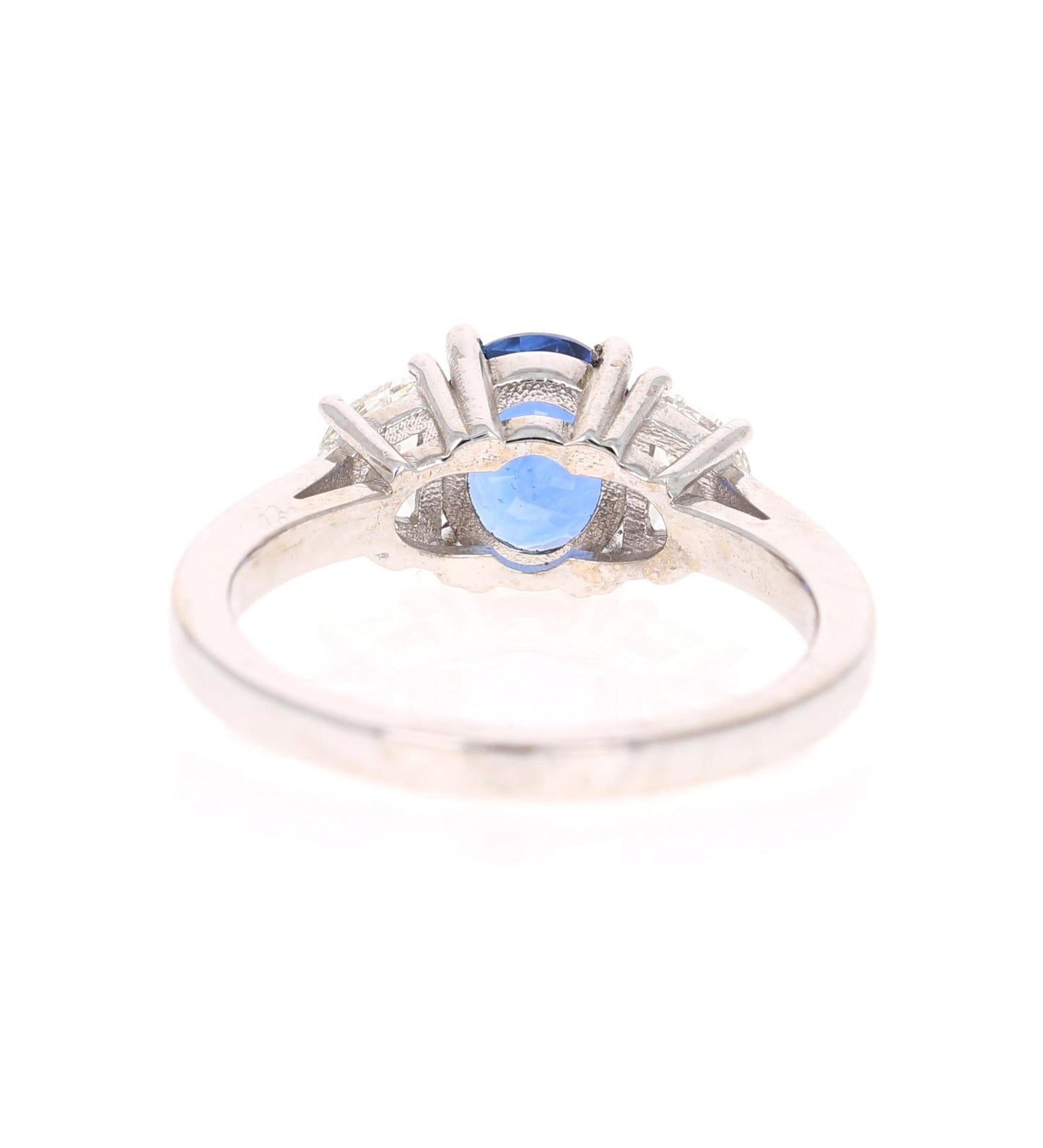 1.81 Carat GIA Certified Sapphire Diamond 18 Karat White Gold Three-Stone Ring