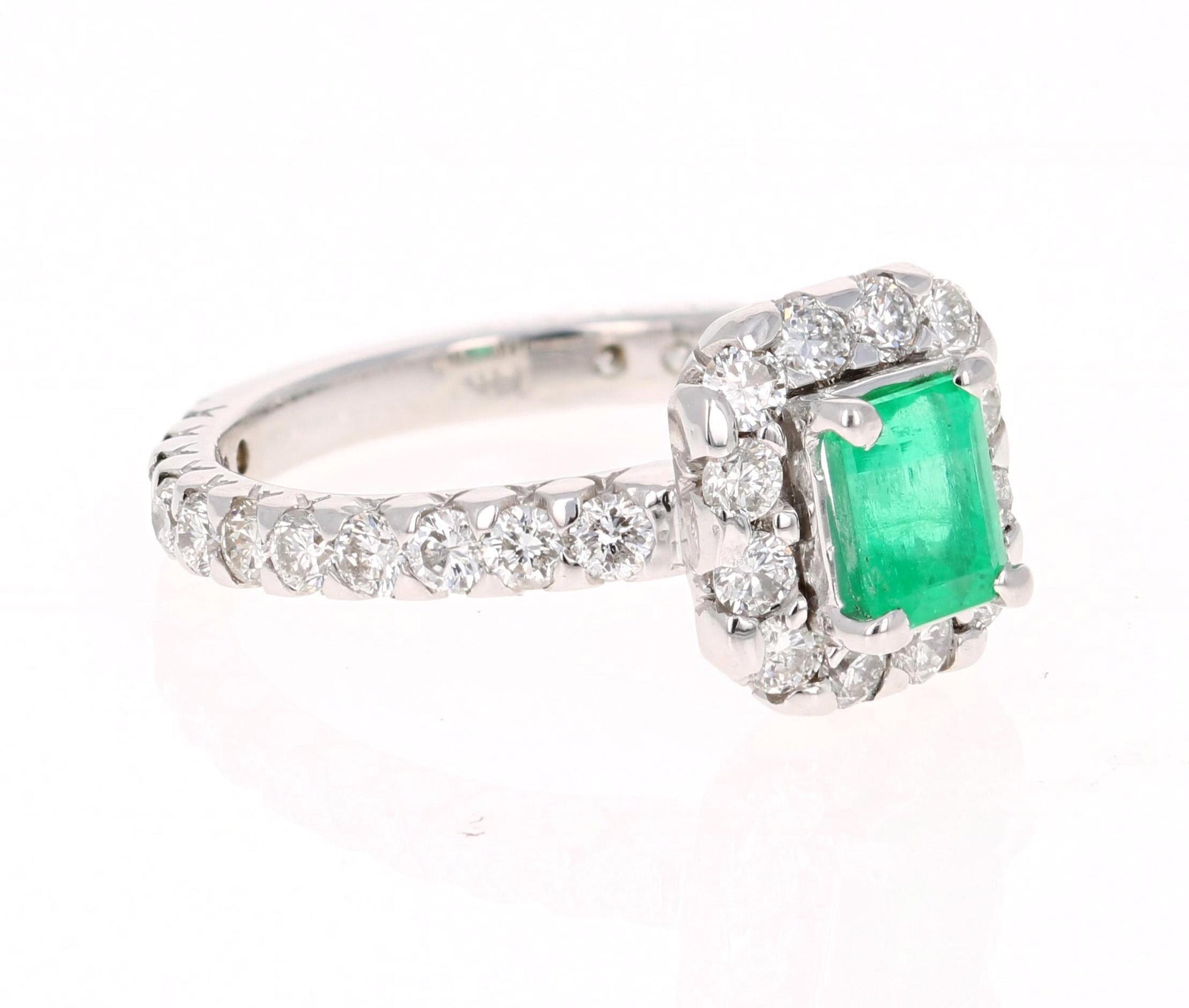 1.83 Carat Emerald Diamond 14 Karat White Gold Engagement Ring