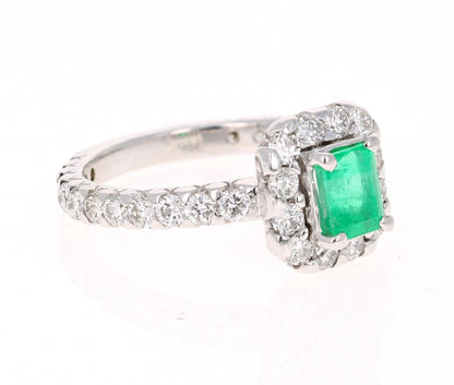 1.83 Carat Emerald Diamond 14 Karat White Gold Engagement Ring