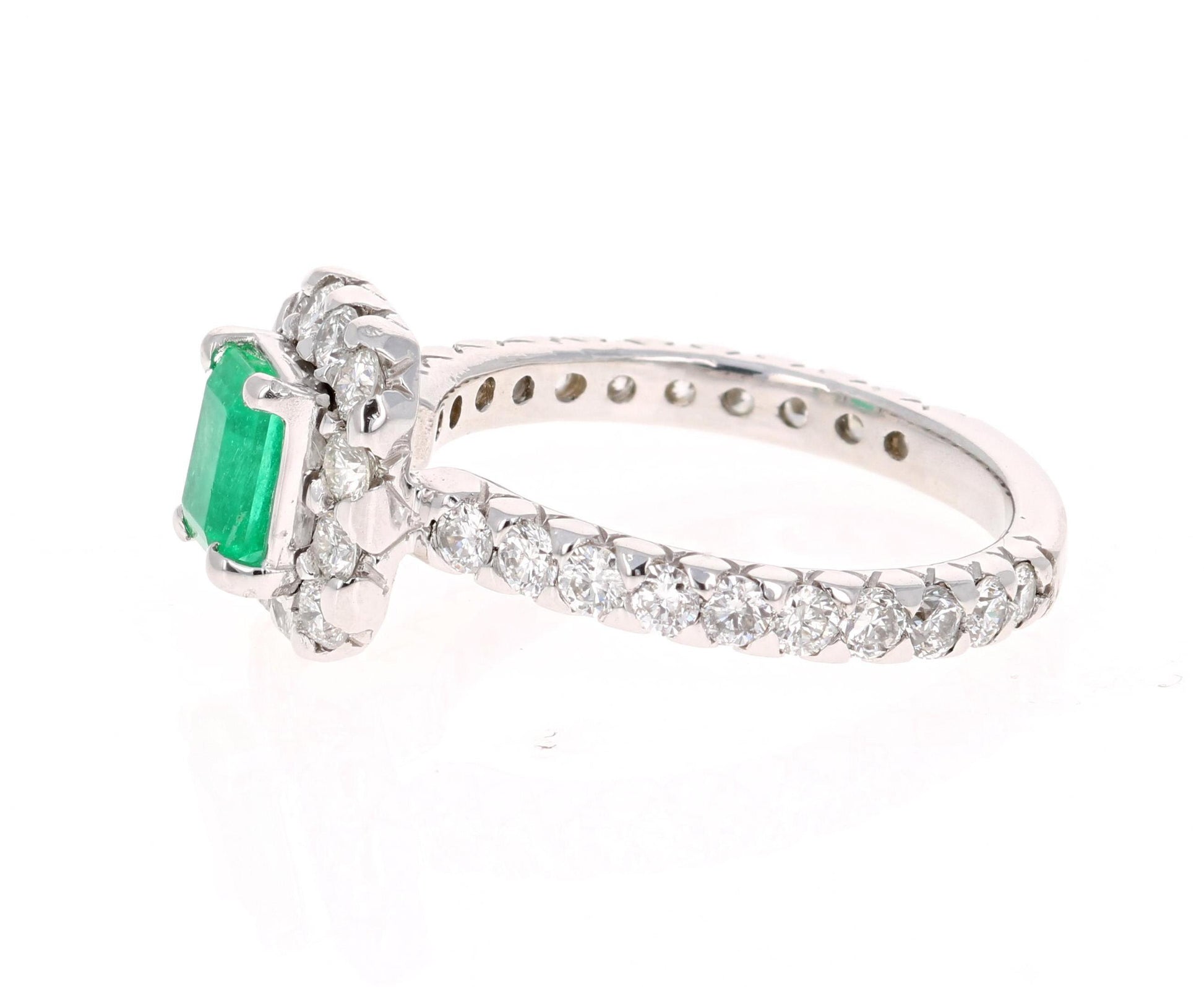 1.83 Carat Emerald Diamond 14 Karat White Gold Engagement Ring