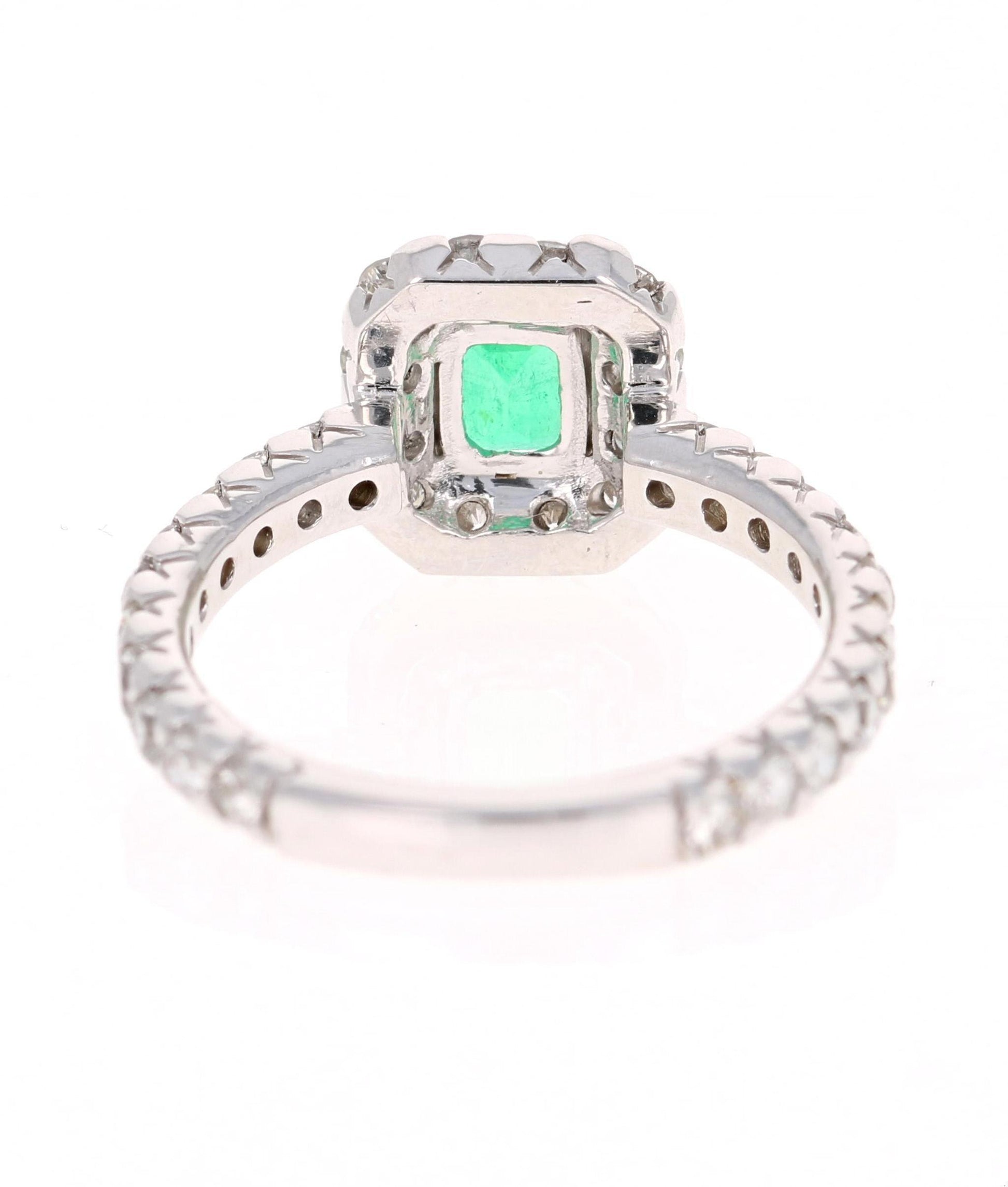 1.83 Carat Emerald Diamond 14 Karat White Gold Engagement Ring