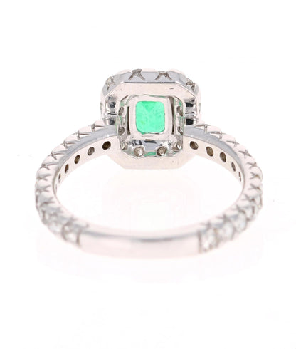 1.83 Carat Emerald Diamond 14 Karat White Gold Engagement Ring