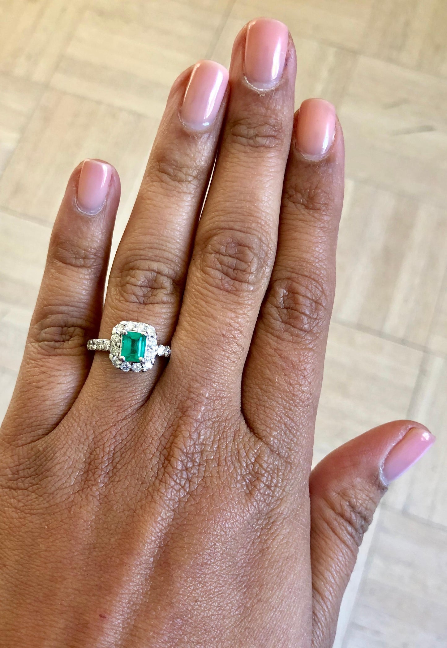 1.83 Carat Emerald Diamond 14 Karat White Gold Engagement Ring