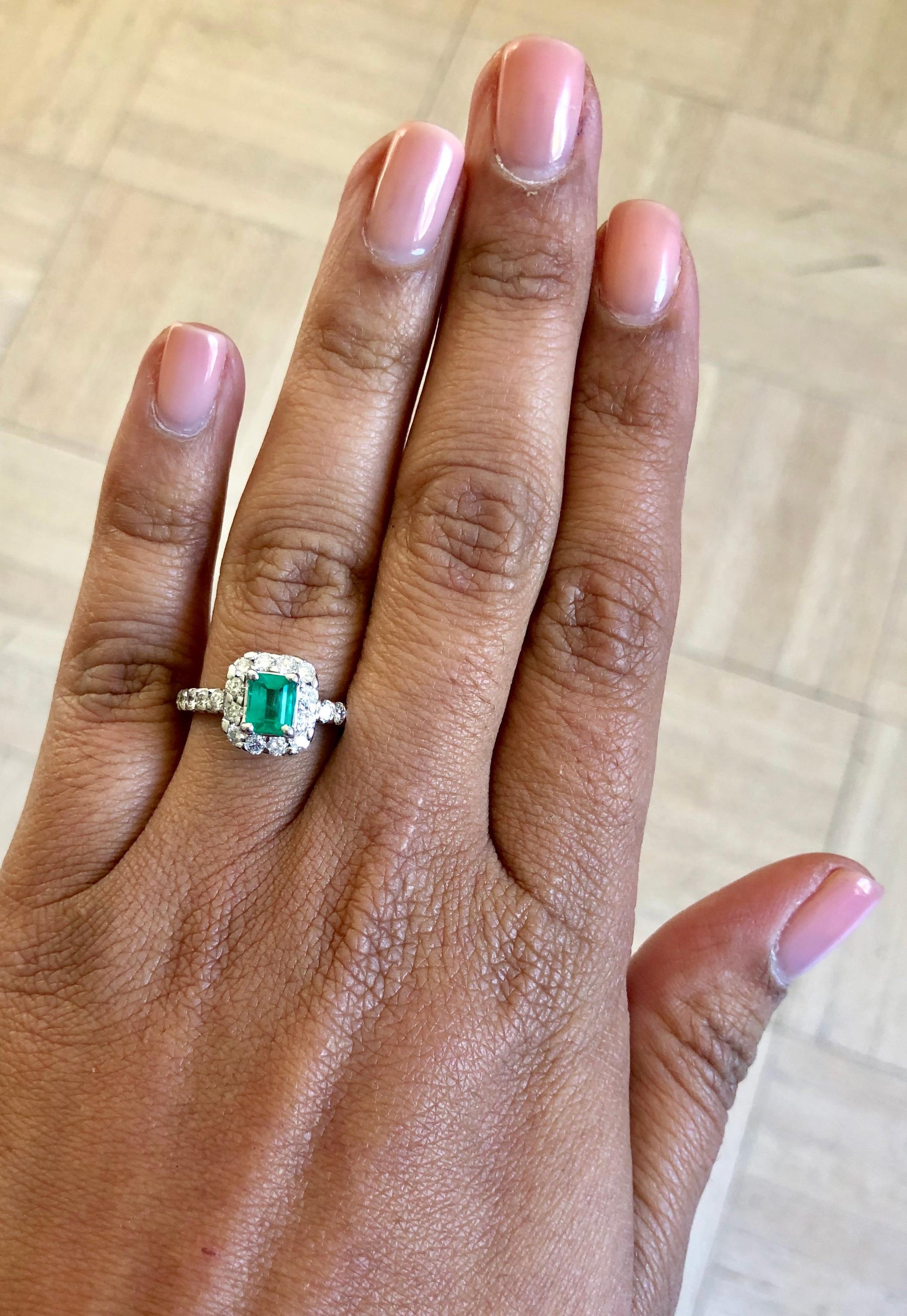 1.83 Carat Emerald Diamond 14 Karat White Gold Engagement Ring