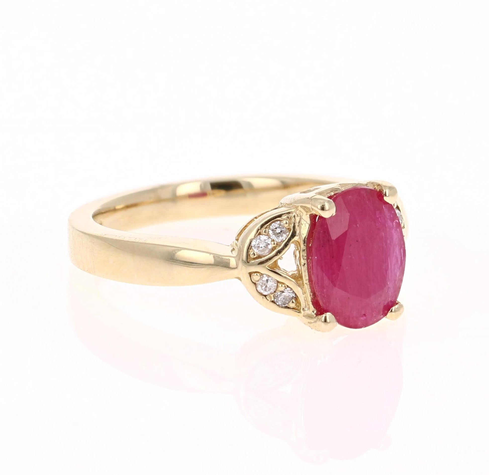 1.83 Carat Ruby Diamond 14 Karat Yellow Gold Ring