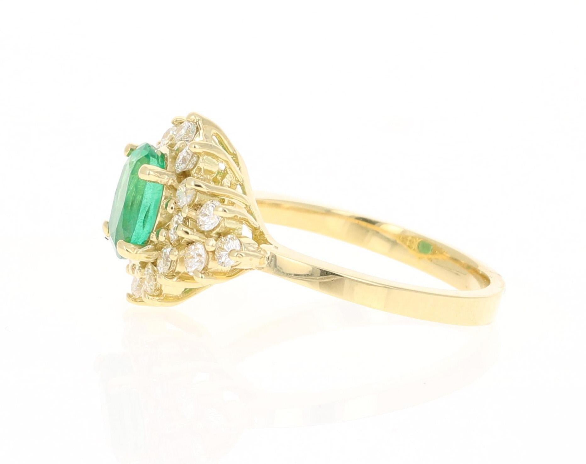 1.85 Carat Emerald Diamond 18 Karat Yellow Gold Engagement Ring GIA Certified