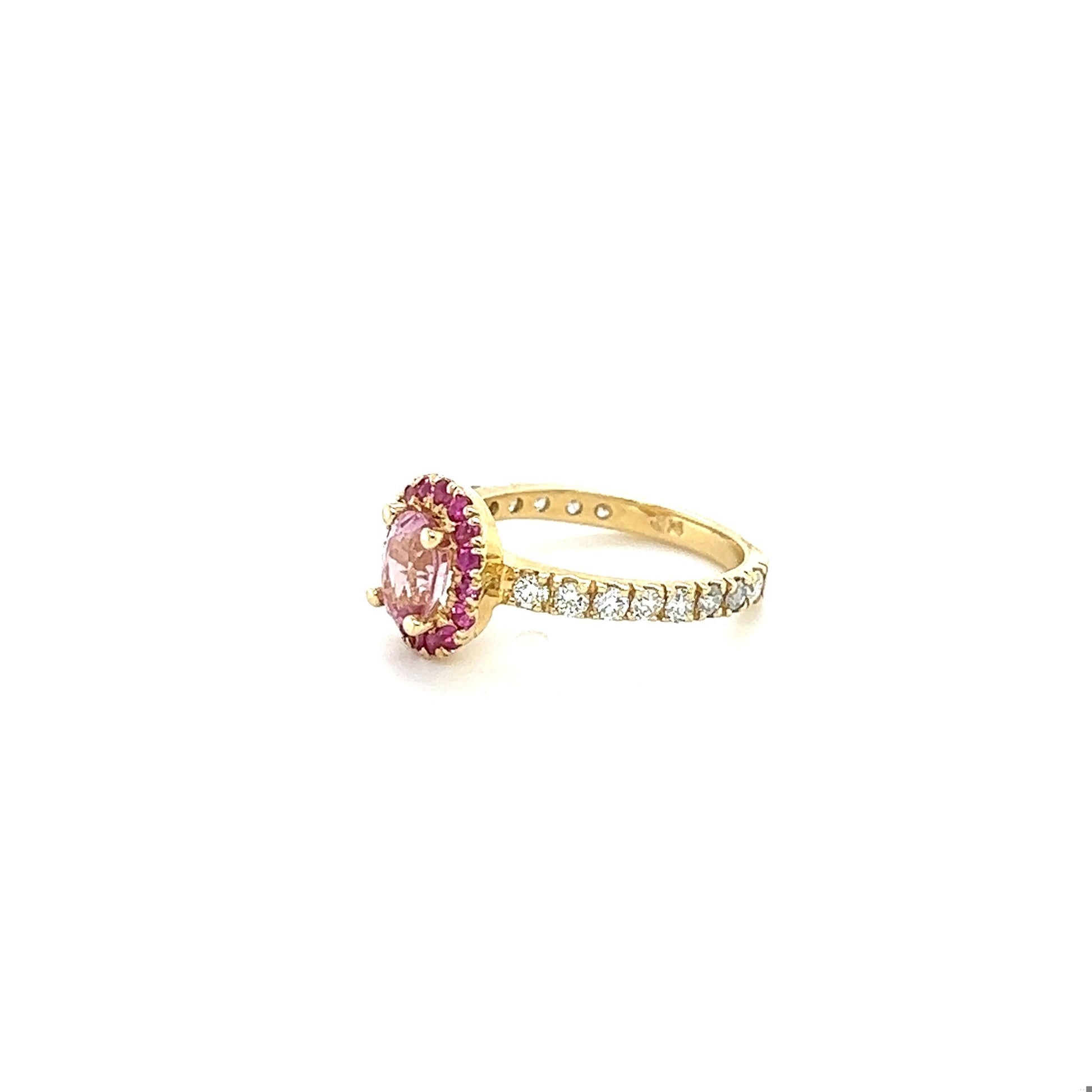 1.86 Carat Pink Sapphire Diamond 14 Karat Yellow Gold Engagement Ring
