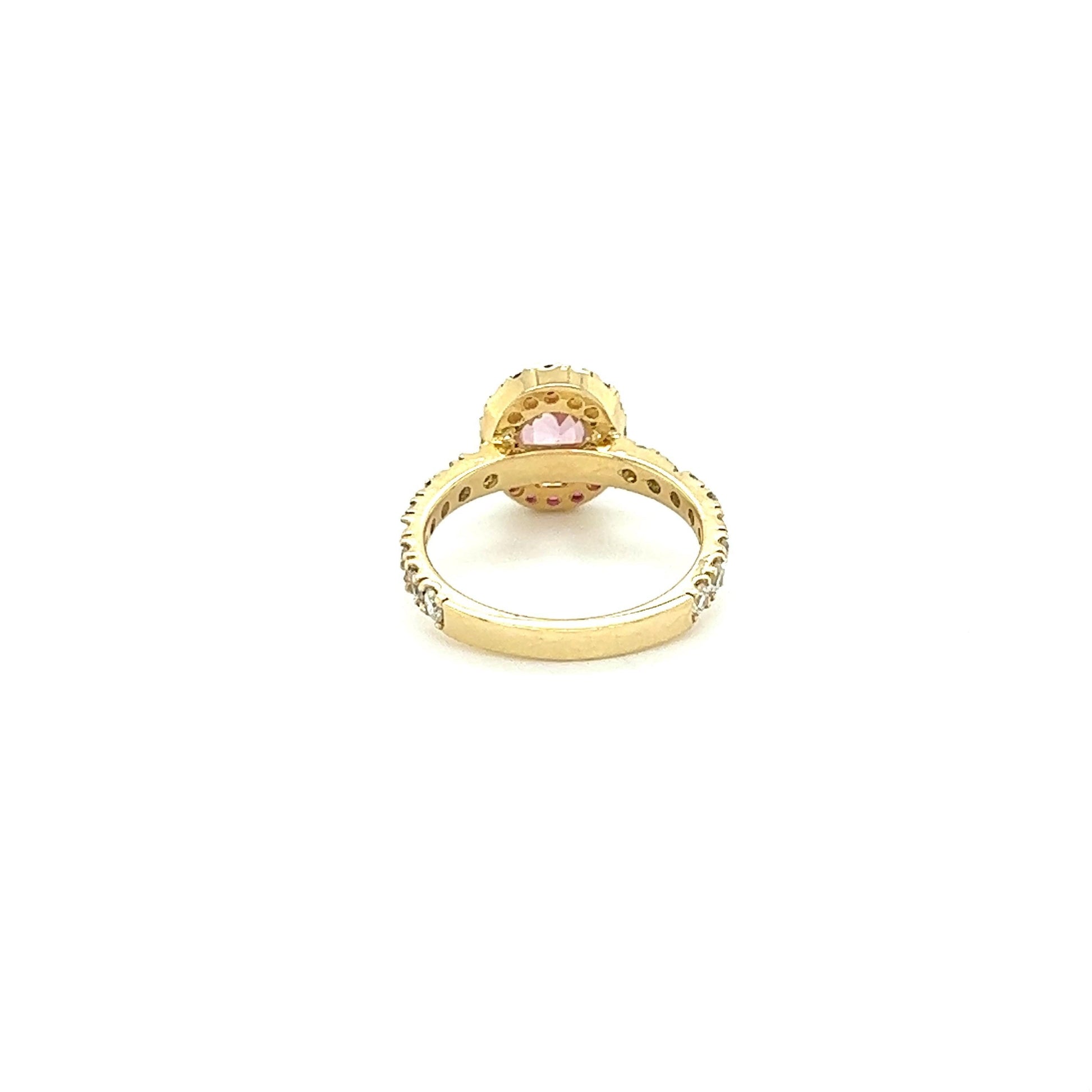 1.86 Carat Pink Sapphire Diamond 14 Karat Yellow Gold Engagement Ring
