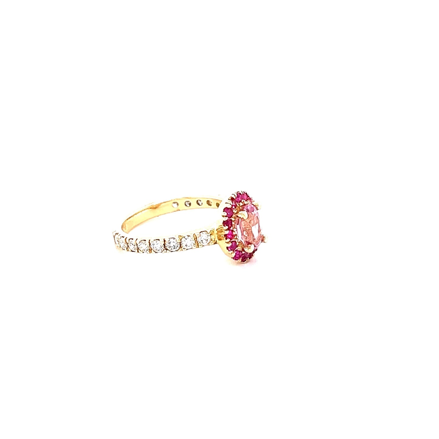 1.86 Carat Pink Sapphire Diamond 14 Karat Yellow Gold Engagement Ring