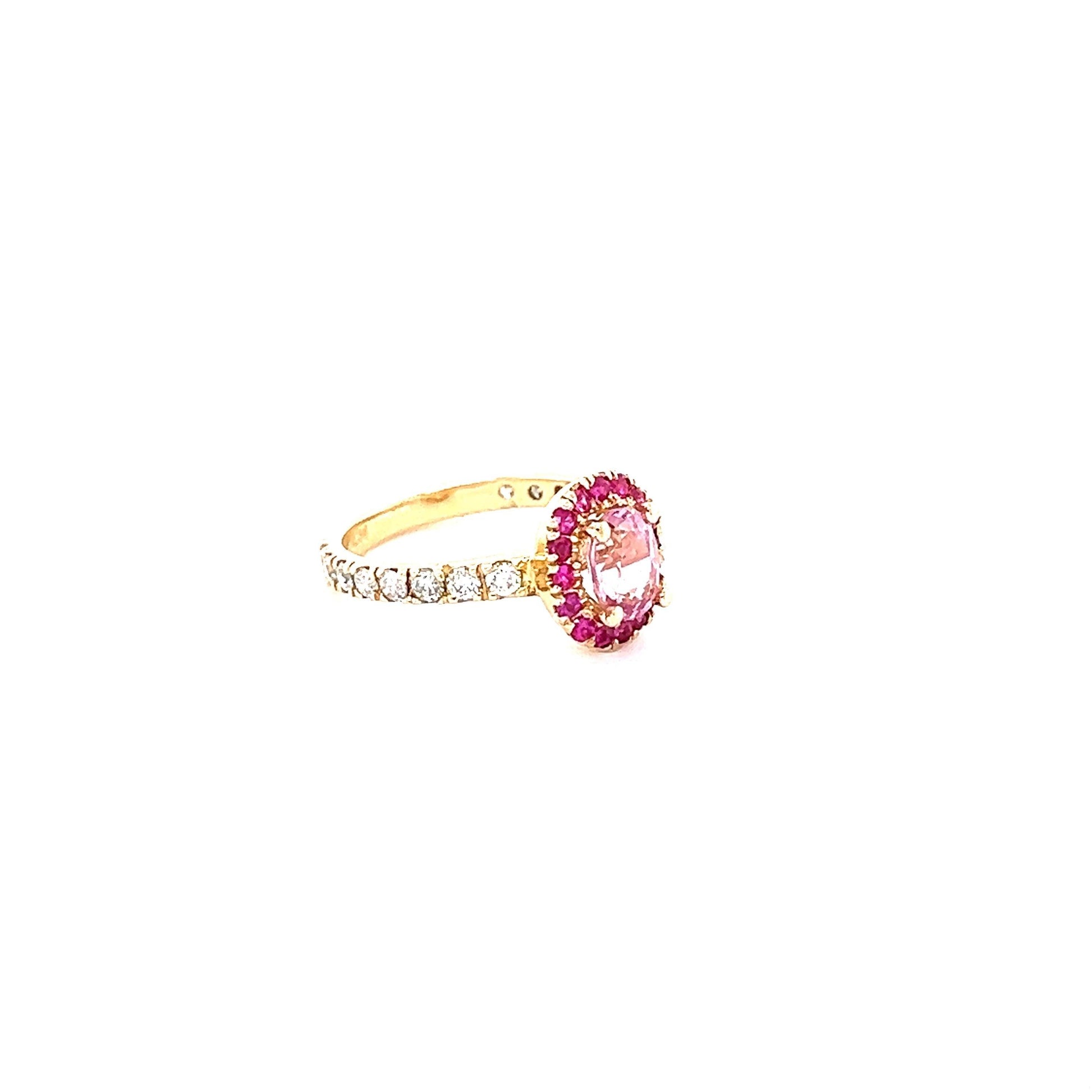 1.86 Carat Pink Sapphire Diamond 14 Karat Yellow Gold Engagement Ring