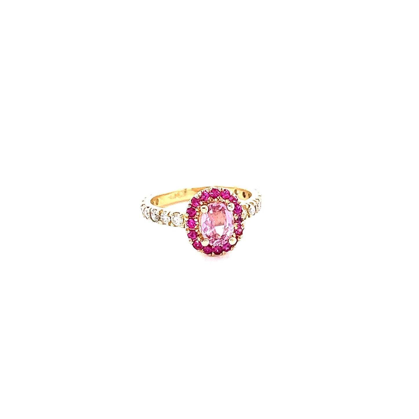 1.86 Carat Pink Sapphire Diamond 14 Karat Yellow Gold Engagement Ring