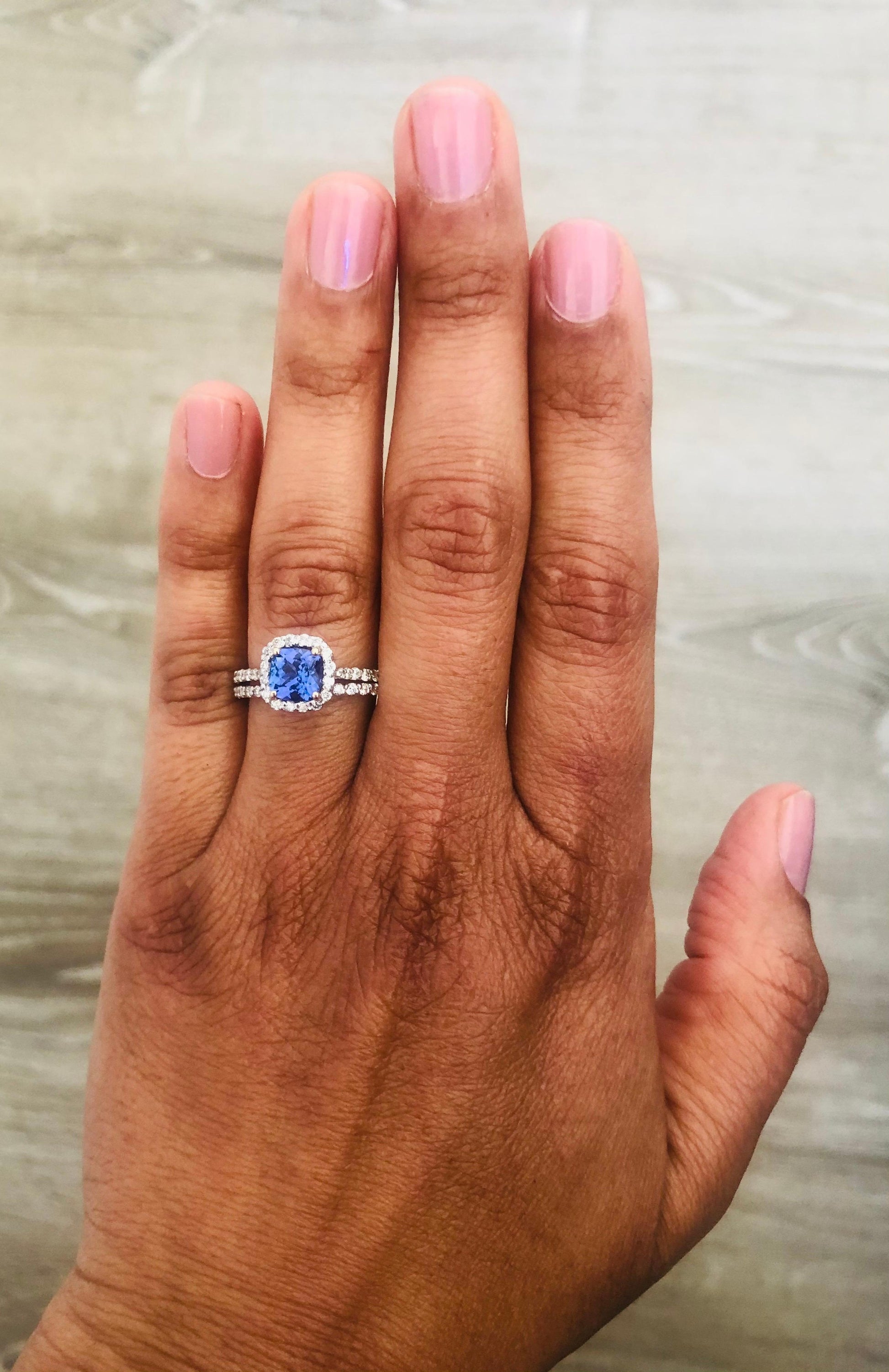 1.92 Carat Tanzanite Diamond 14 Karat Yellow Gold Engagement Ring with Band