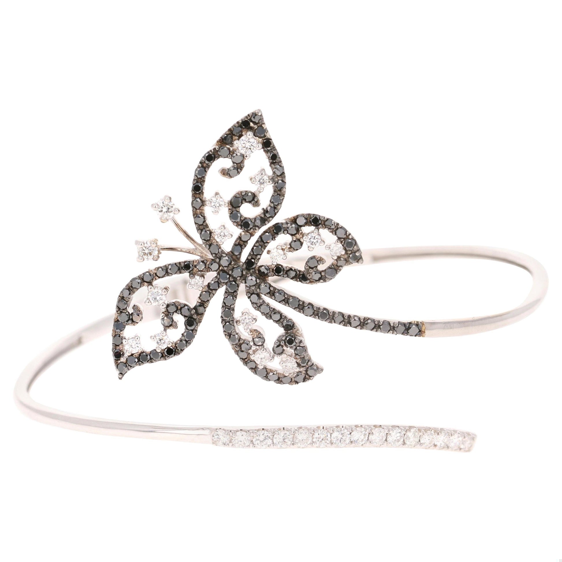 1.94 Carat Black Diamond White Diamond White Gold Bangle