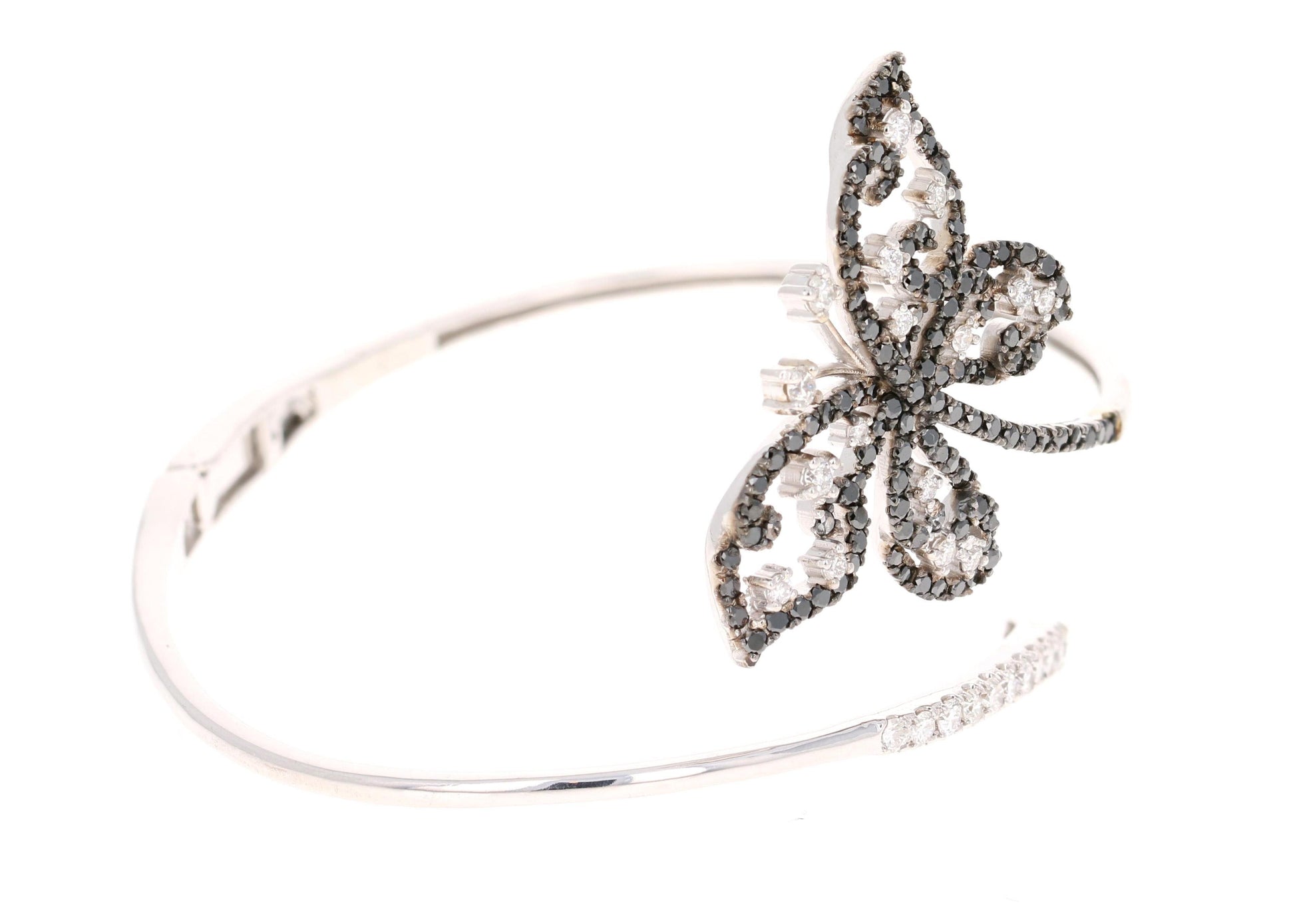 1.94 Carat Black Diamond White Diamond White Gold Bangle