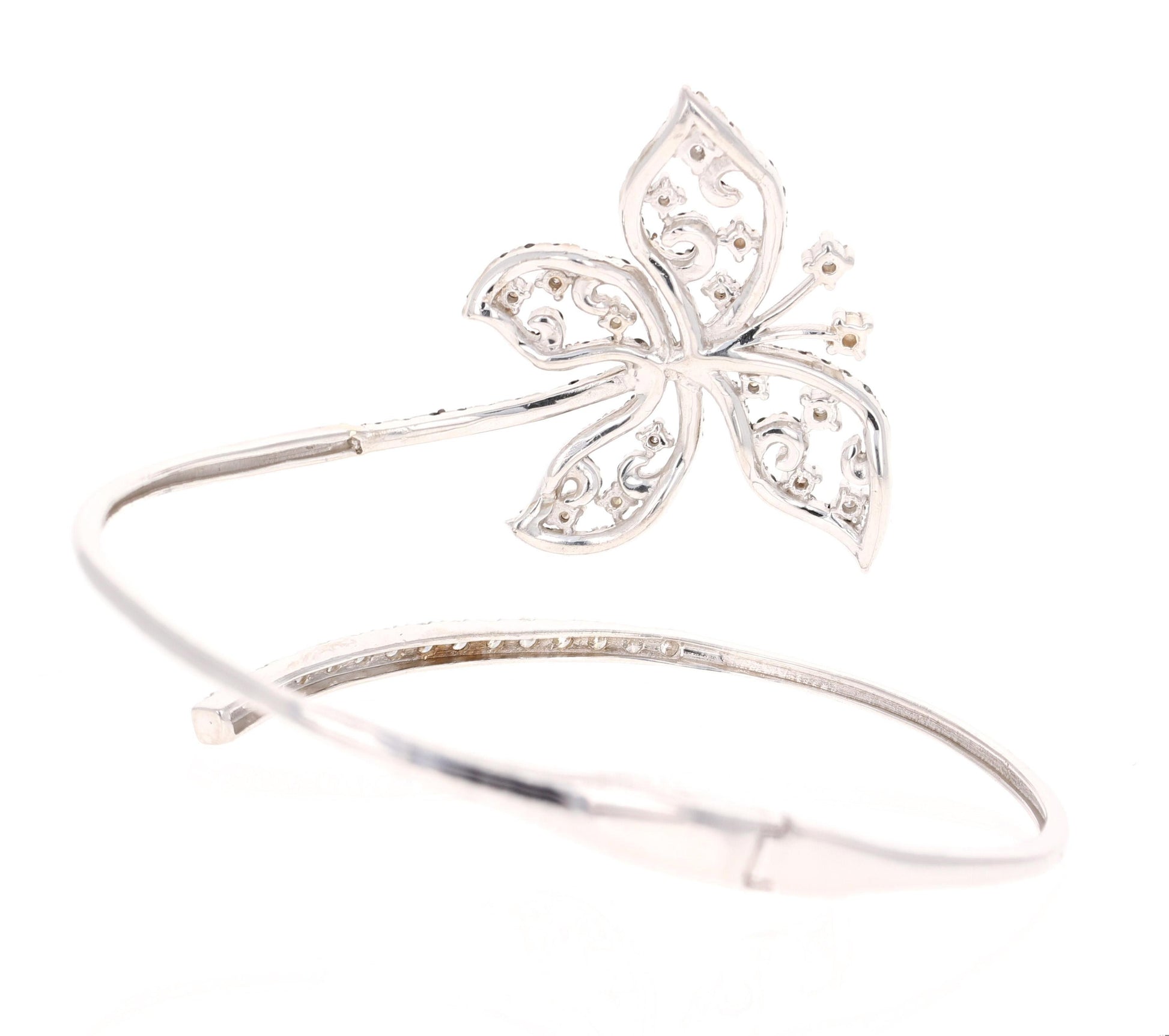 1.94 Carat Black Diamond White Diamond White Gold Bangle