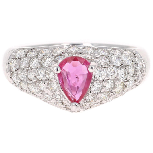 1.96 Carat Ruby Diamond 18 Karat White Gold Cocktail Ring