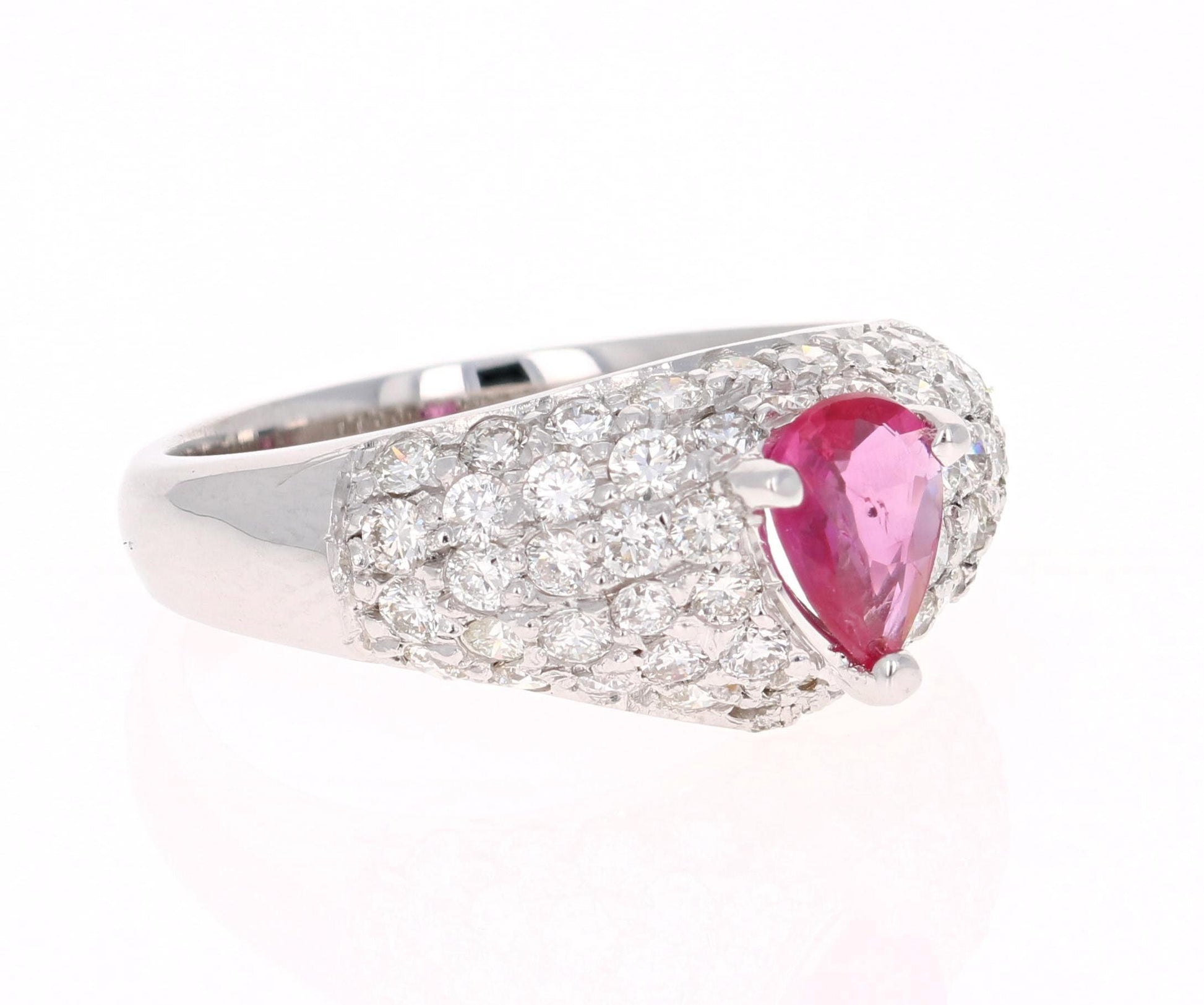 1.96 Carat Ruby Diamond 18 Karat White Gold Cocktail Ring