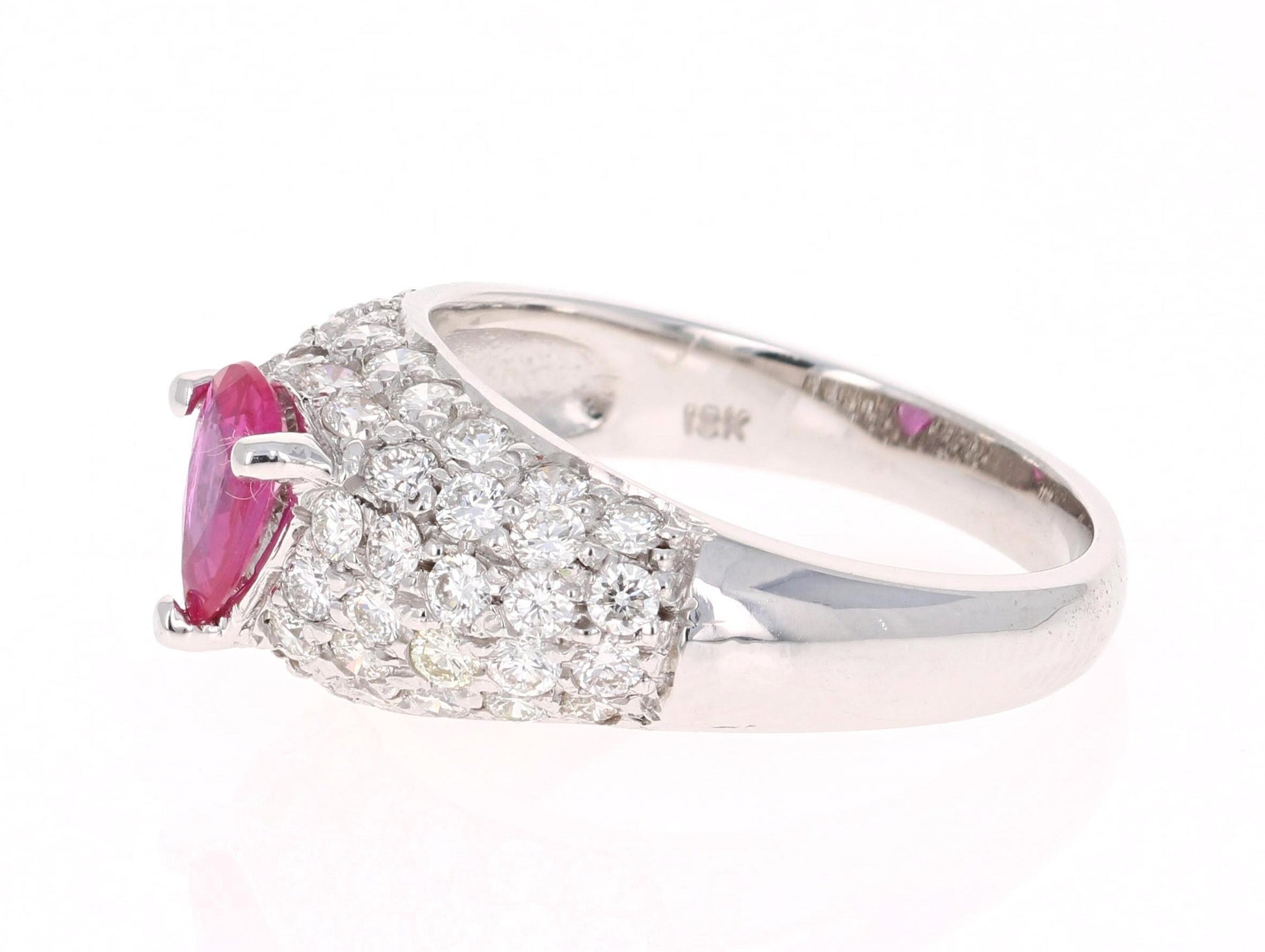 1.96 Carat Ruby Diamond 18 Karat White Gold Cocktail Ring