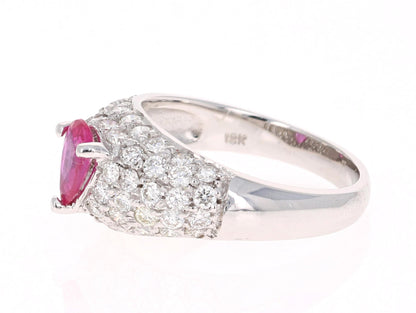 1.96 Carat Ruby Diamond 18 Karat White Gold Cocktail Ring