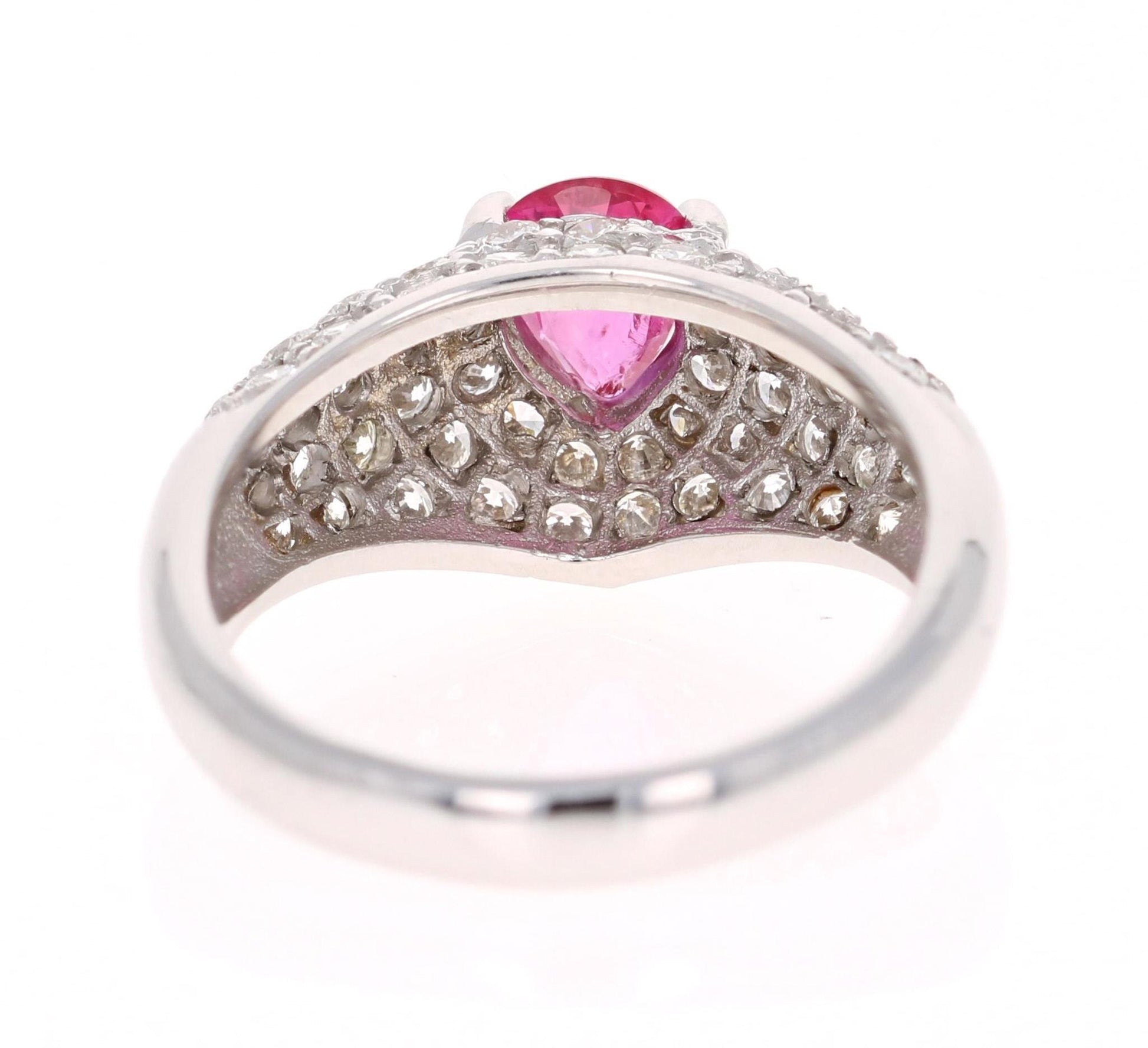 1.96 Carat Ruby Diamond 18 Karat White Gold Cocktail Ring
