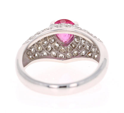 1.96 Carat Ruby Diamond 18 Karat White Gold Cocktail Ring