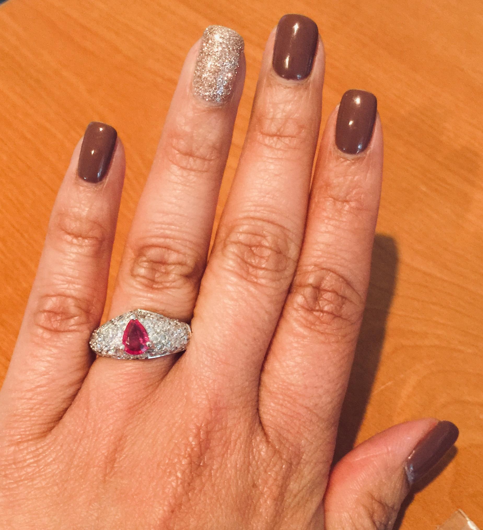 1.96 Carat Ruby Diamond 18 Karat White Gold Cocktail Ring