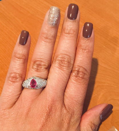 1.96 Carat Ruby Diamond 18 Karat White Gold Cocktail Ring