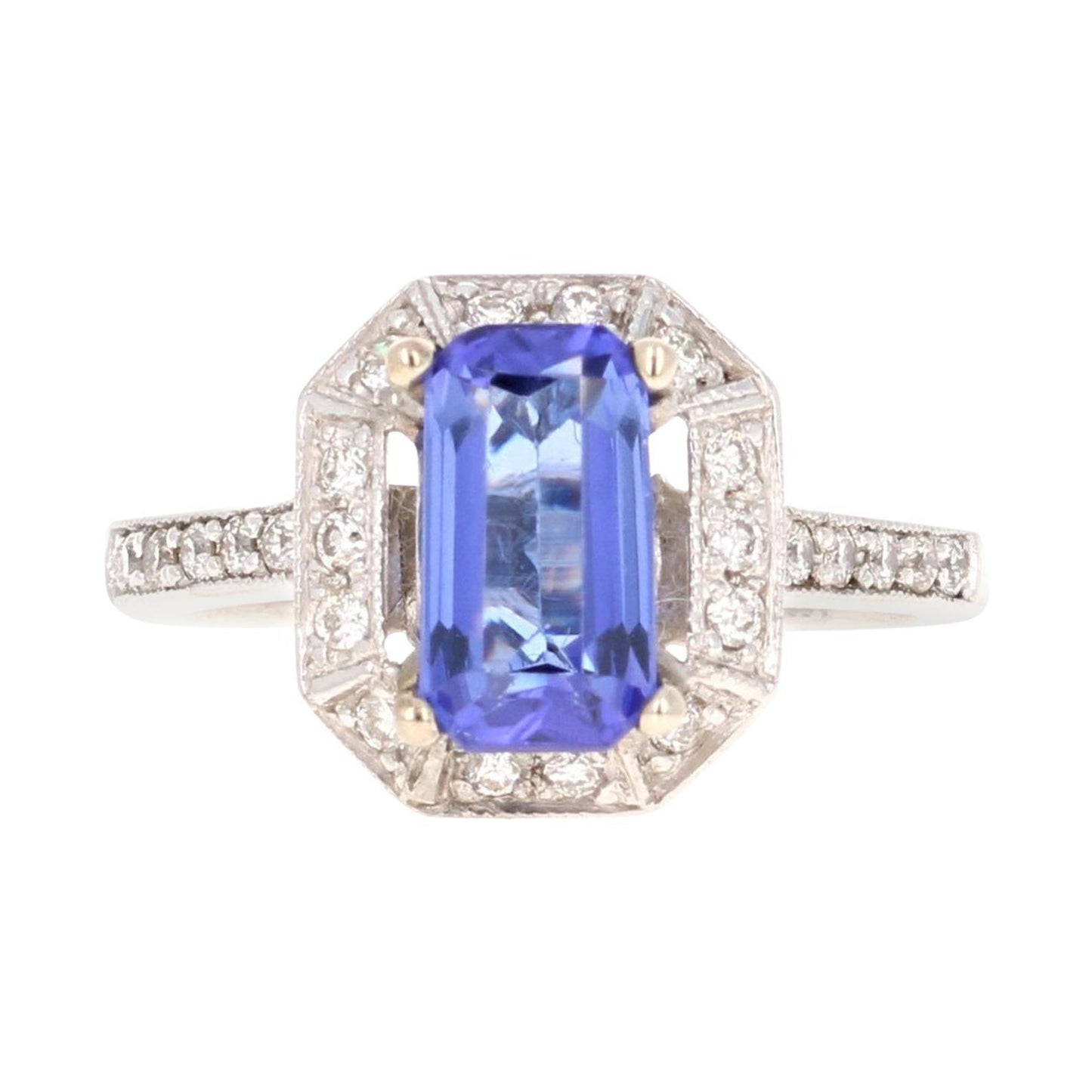 2.00 Carat Tanzanite Diamond 14 Karat White Gold Engagement Ring