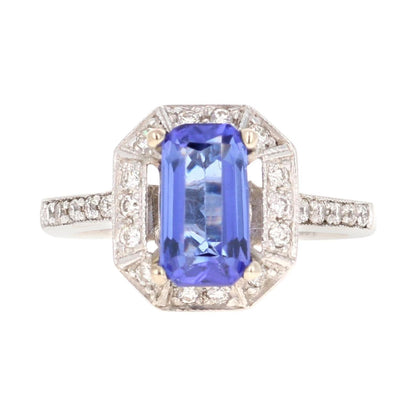 2.00 Carat Tanzanite Diamond 14 Karat White Gold Engagement Ring