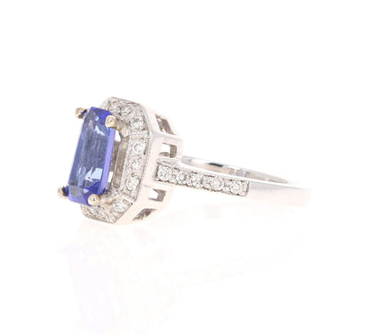 2.00 Carat Tanzanite Diamond 14 Karat White Gold Engagement Ring