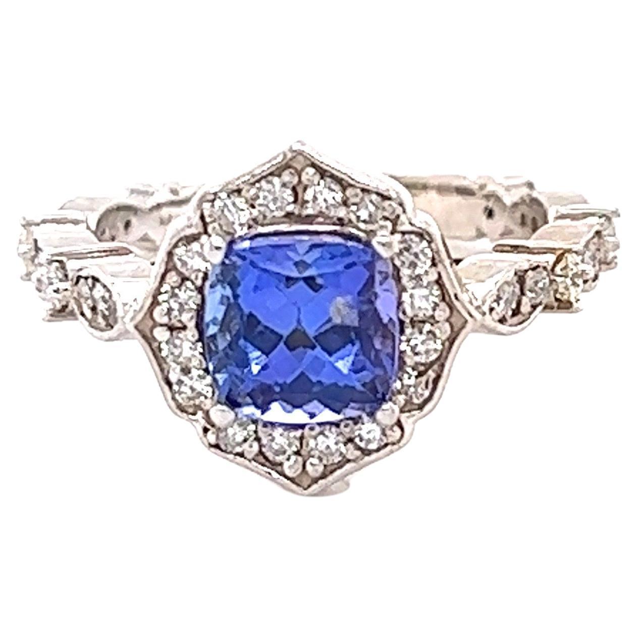 2.01 Carat Tanzanite Diamond 14 Karat White Gold Ring