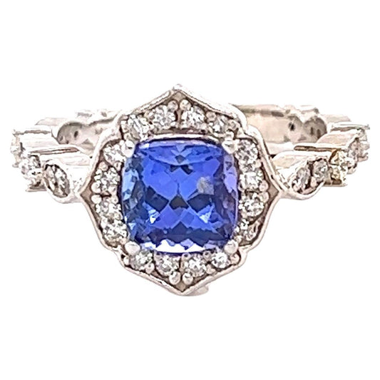 2.01 Carat Tanzanite Diamond 14 Karat White Gold Ring