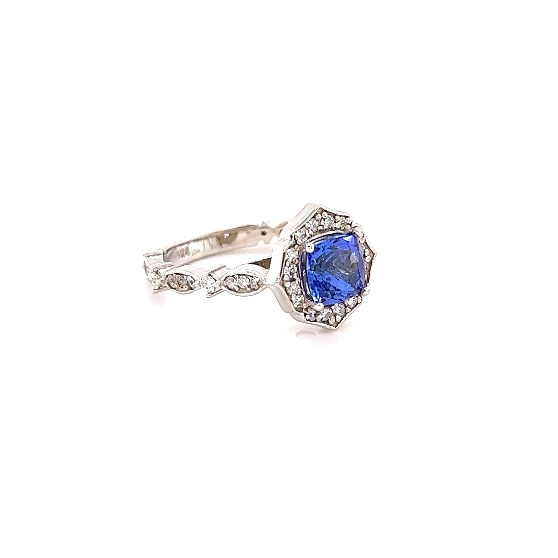 2.01 Carat Tanzanite Diamond 14 Karat White Gold Ring
