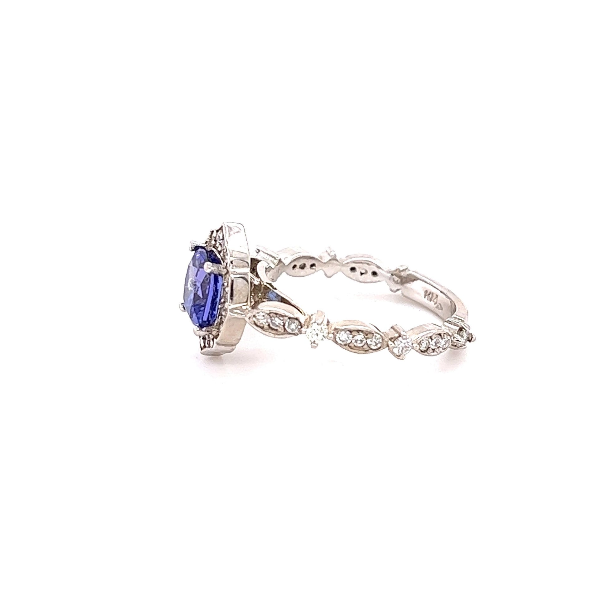 2.01 Carat Tanzanite Diamond 14 Karat White Gold Ring