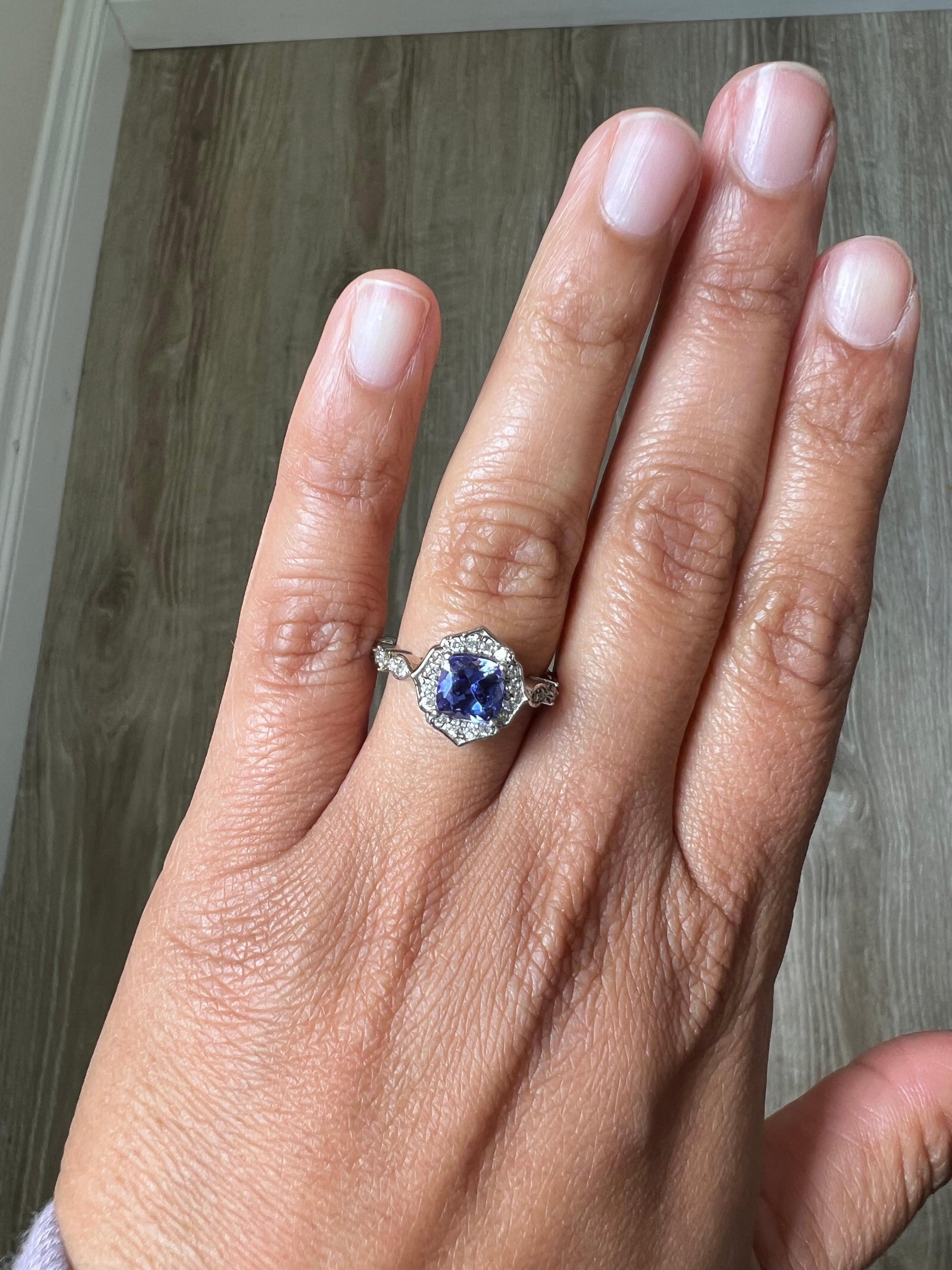 2.01 Carat Tanzanite Diamond 14 Karat White Gold Ring