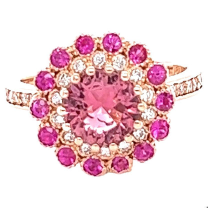 2.01 Carat Tourmaline Sapphire Diamond Rose Gold Cocktail Ring