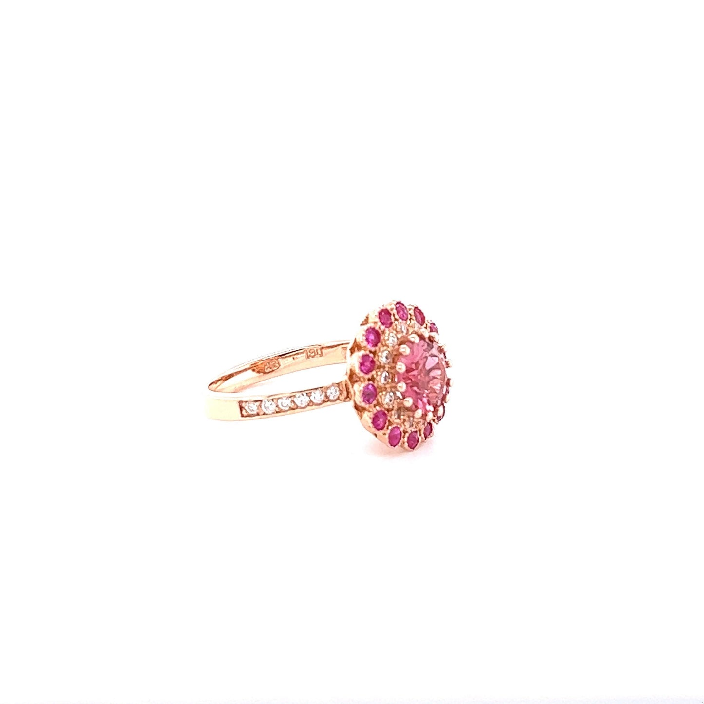 2.01 Carat Tourmaline Sapphire Diamond Rose Gold Cocktail Ring