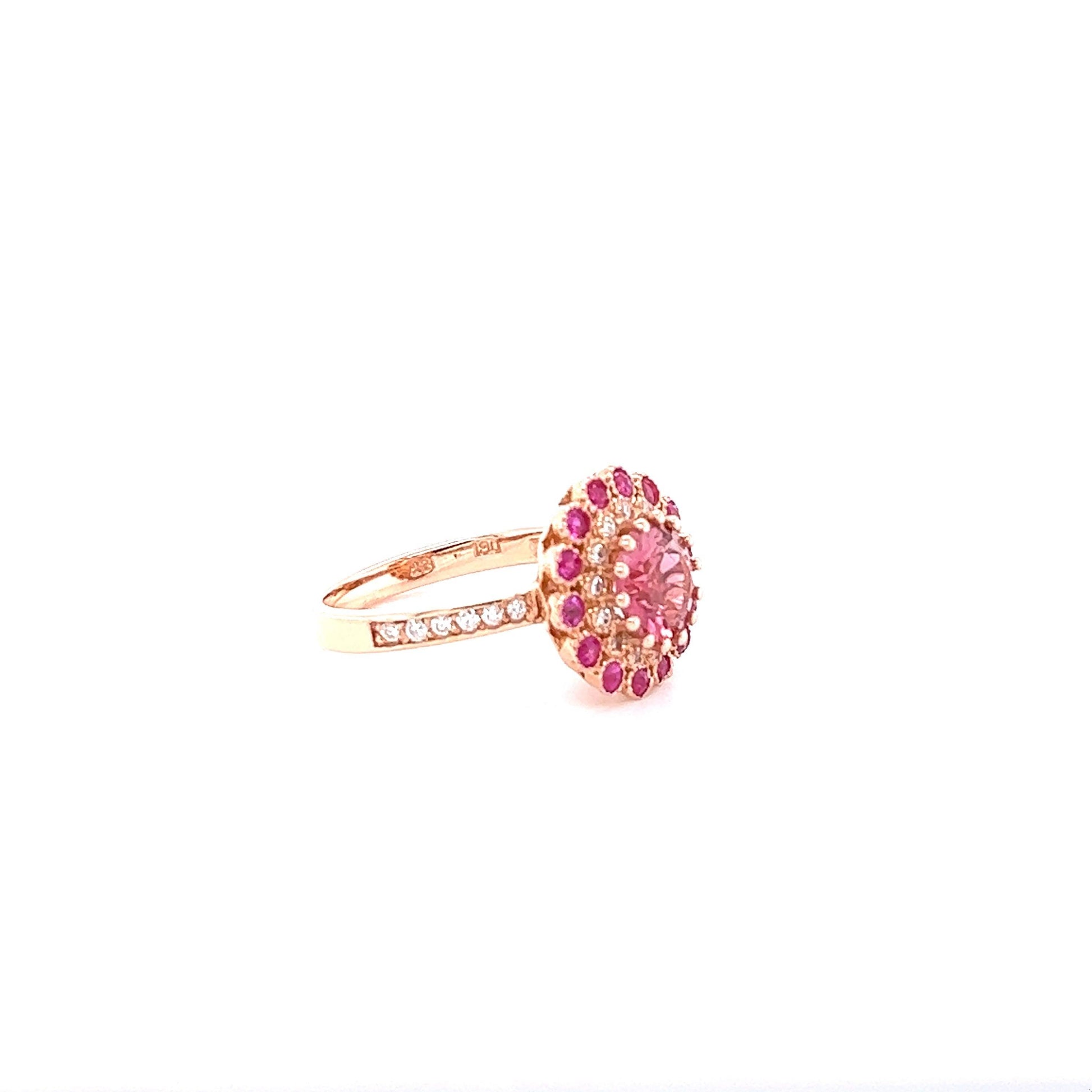 2.01 Carat Tourmaline Sapphire Diamond Rose Gold Cocktail Ring